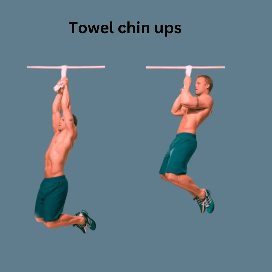 effective and easy body weight bicep workouts: towel chin ups